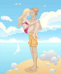 Girl and guy are in love.