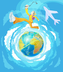 Teenager - active traveler, travel around the world.