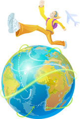 Guy - traveler, active travelling.