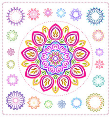 set of colorful mandala illustration in vector format for various use