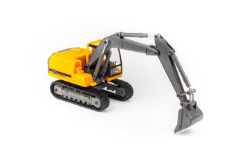 Miniature excavator isolated on white background