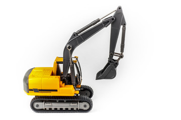 Miniature excavator isolated on white background