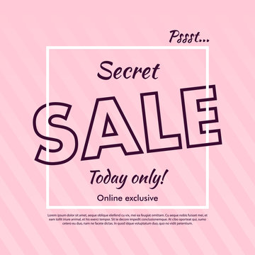 Secret Sale offer poster banner vector illustration.