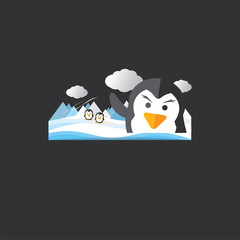 Cute Penguin Portrait Vector Illustration.