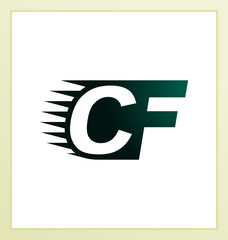 CF Two letter composition for initial, logo or signature