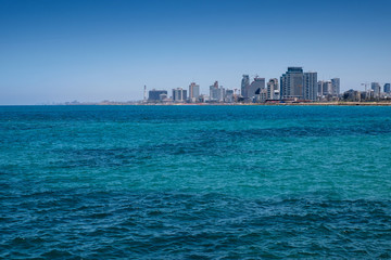Travel Israel: Panoramic view of Tel-Aviv beach.