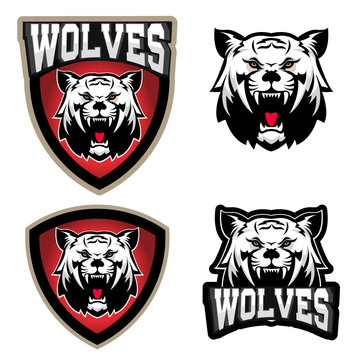 Wolf illustration. Angry Wolves, sport club or team emblem templ