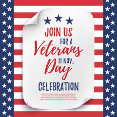 Veterans Day party celebration invitation poster.