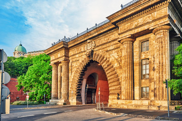 Fototapeta premium Road Tunnel near Funicular to Royal Castle Hill. Budapest. Hunga