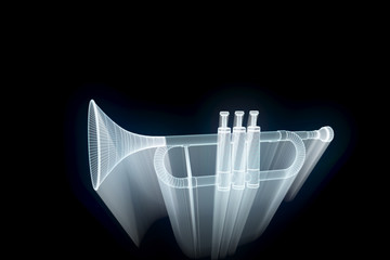 3D Trumpet in Hologram Wireframe Style. Nice 3D Rendering
- 115785095