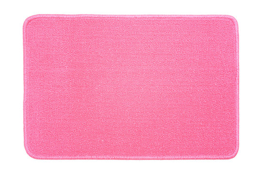 pink carpet on white background, top view