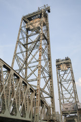 Fototapeta na wymiar De Hef Vertical Lift Bridge by Joosting, Rotterdam, Holland