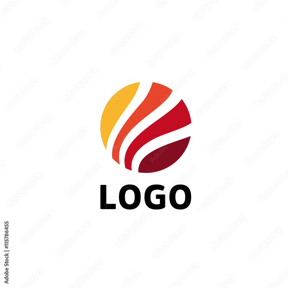 Fototapete circular multicolored vector logo template. unusual circle. red geometric logo template. isolated ci