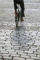 Cobble Stones and Cyclist, Den Haag - the Hague; Holland