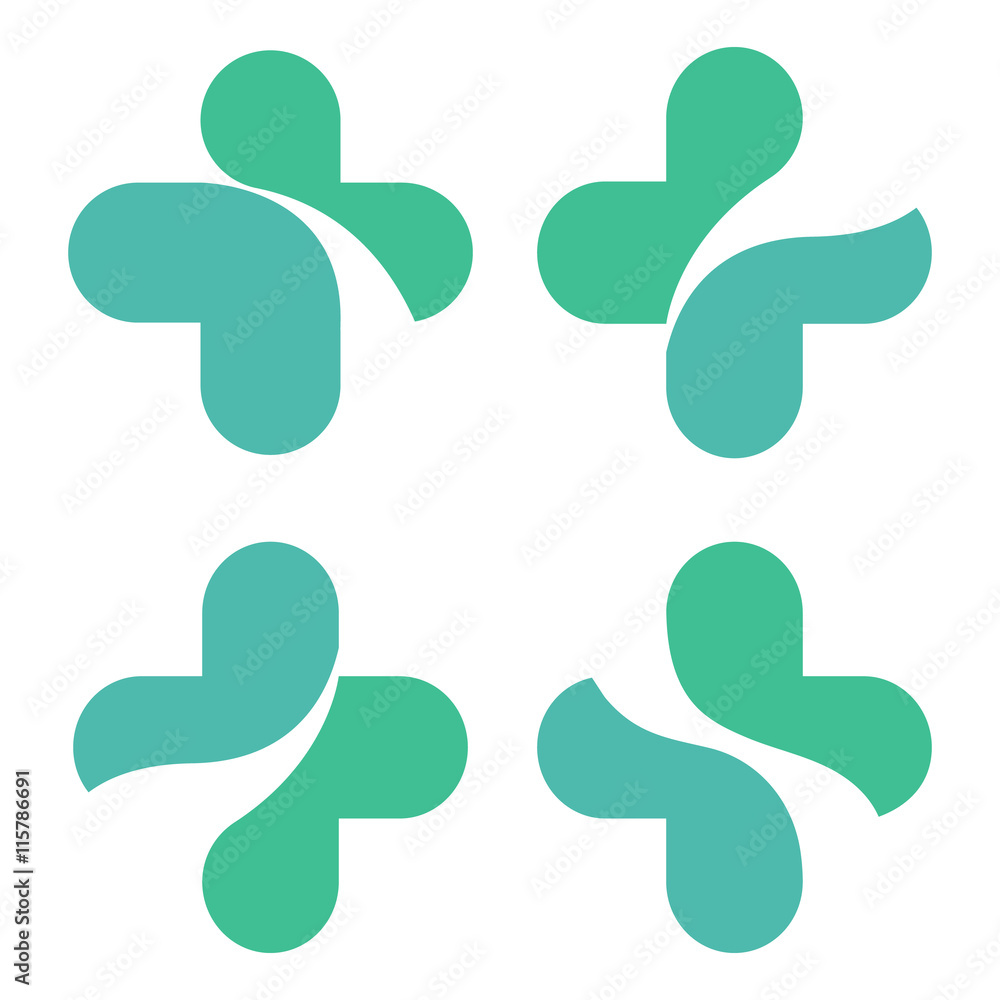 Poster medical cross. cross logo. waves passing through the elegant cross. vector symbol of the cross with 