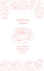 Flower garland for label design. Regenerate cream with flowers. Floral skin care cream. Vector illustration. Vector illustration.