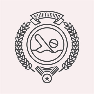 Swimming logo. Vector illustration. A monochrome emblem isolated on white background