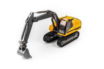 Miniature excavator isolated on white background