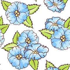 Foto op Plexiglas Seamless background with blue flowers. © rosypatterns