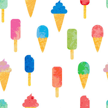 Seamless vector ice cream background.