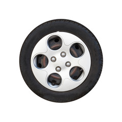 City car wheel, light alloy disc isolated