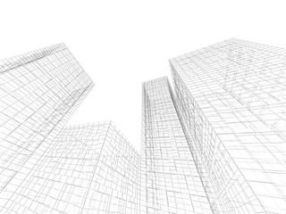Fototapeta premium Digital graphic background. Abstract buildings
