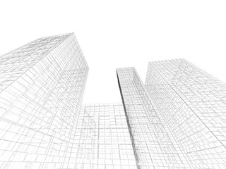 Abstract 3d tall buildings perspective view