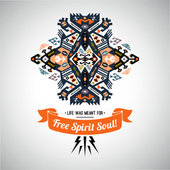 Vector colorful decorative element on native ethnic style