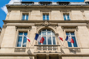 Fototapeta na wymiar Flags of France, on French National Day (Bastille Day). Paris.