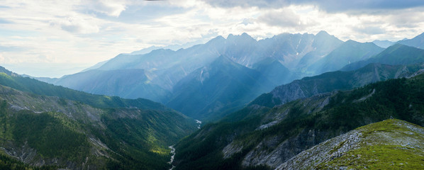 Naklejka na ściany i meble panorama view of the green mountains