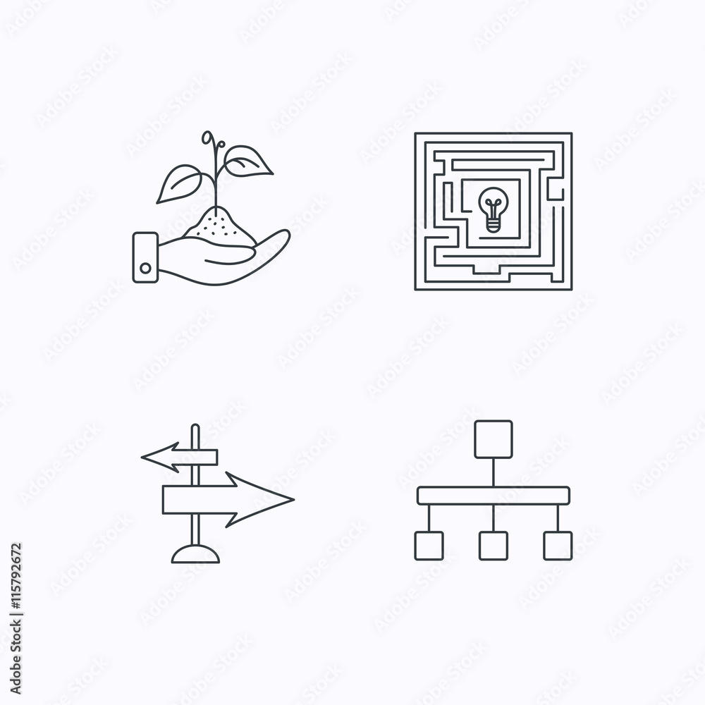 Poster hierarchy, save nature and direction arrow icon.