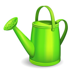 Green watering can. Vector illustration.