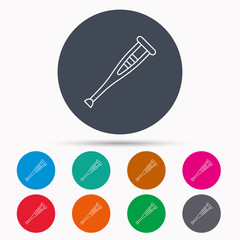 Crutch icon. Orthopedic therapy sign.