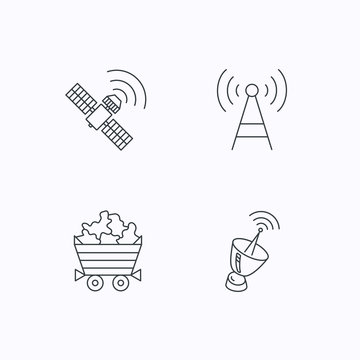Telecommunication, minerals and antenna icons.