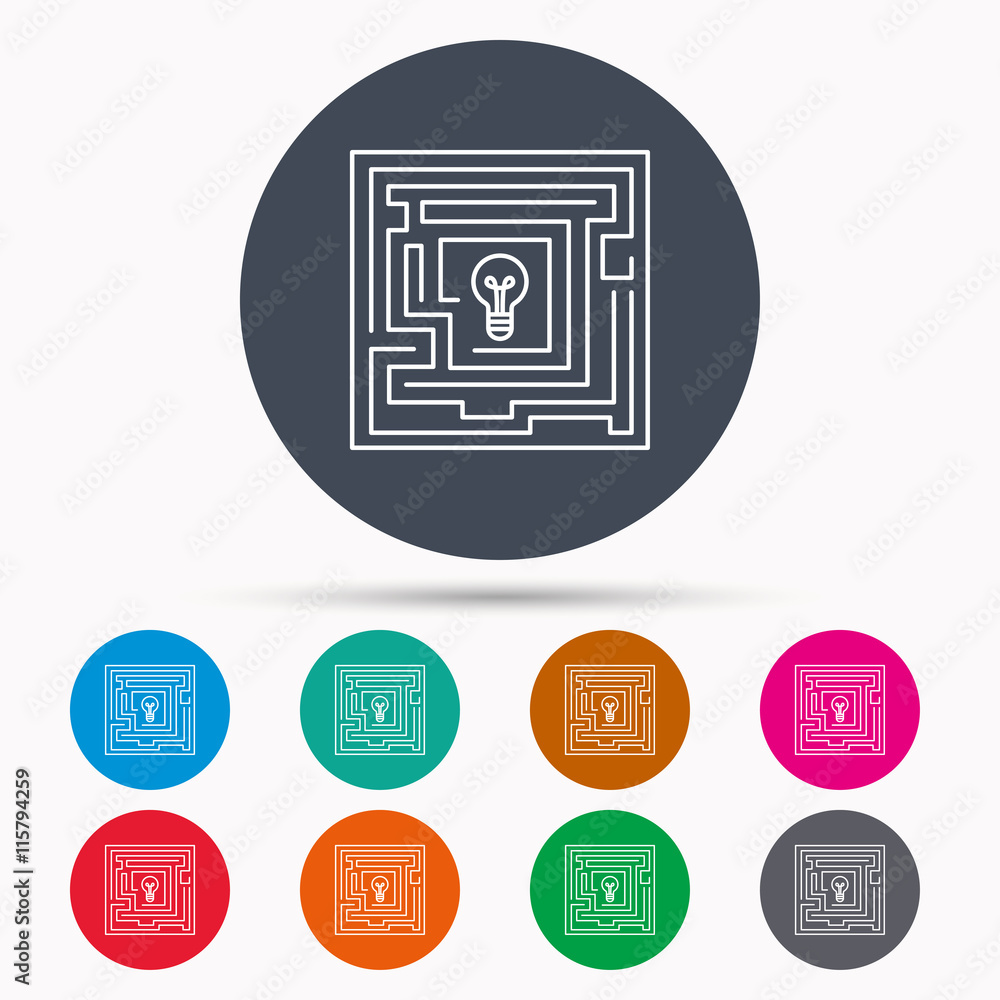 Poster labyrinth icon. problem challenge sign.