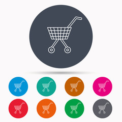 Shopping cart icon. Market buying sign.
