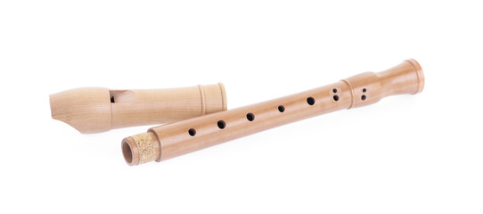 Recorder isolated on white.
