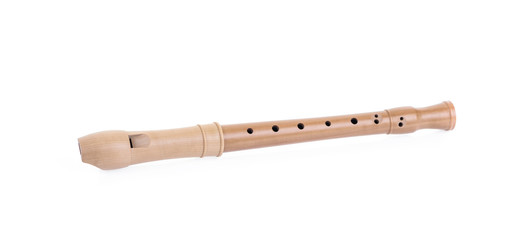 Recorder isolated on white.