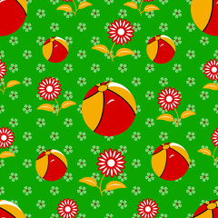 Seamless illustration. Decorative flowers, balls