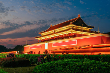 Fototapeta na wymiar Tienanmen, Gate of Heavenly Peace, Beijing, China. The main entrance of Forbidden City.