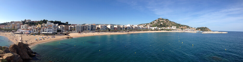 Fototapeta na wymiar Panoramic view of beach of Blanes, Costa Brava, Spain