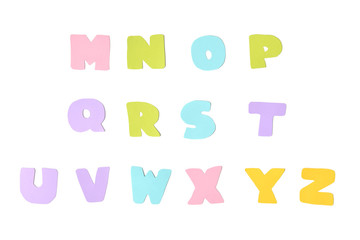 Alphabet paper cut on white background