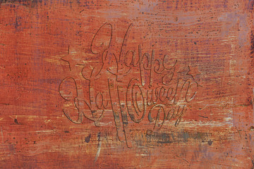  halloween text with grunge aged wall texture background
