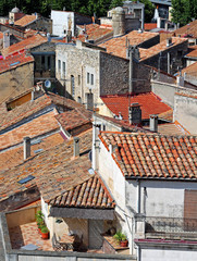 above the roofs of old town Arles in Southern France