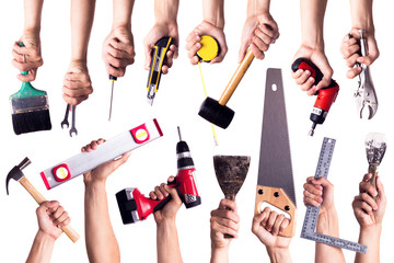 Different types of hand tools for workers