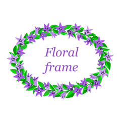 Frame with bluebells. Card design for greeting or invitation. Isolated background.