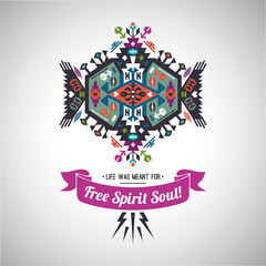 Obraz premium Vector colorful decorative element on native ethnic style