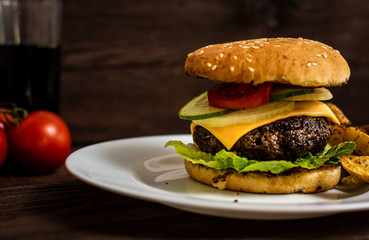 Grilled beef hamburger