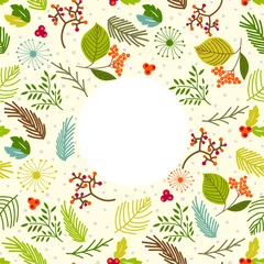 Gordijnen Vintage hand drawn floral background. Holiday card. © LilaloveDesign