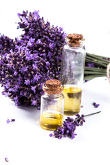 spa, lavender product, oil isolated on white background